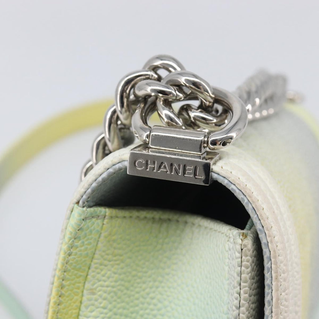 CHANEL Chain Matelasse Boy Chanel Bag Caviar Skin Multicolor CC Auth 210066SAM