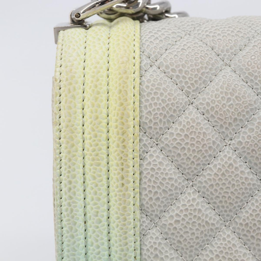 CHANEL Chain Matelasse Boy Chanel Bag Caviar Skin Multicolor CC Auth 210066SAM
