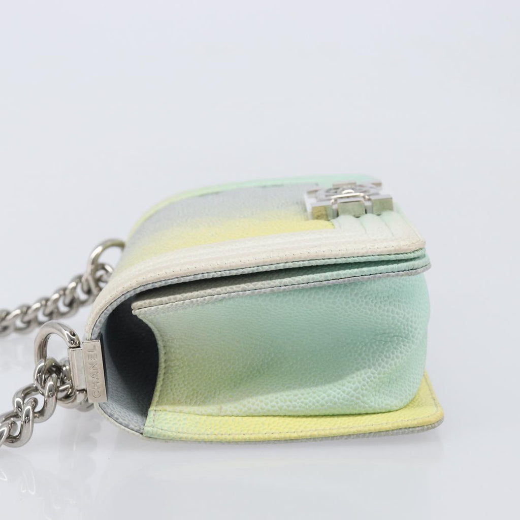 CHANEL Chain Matelasse Boy Chanel Bag Caviar Skin Multicolor CC Auth 210066SAM