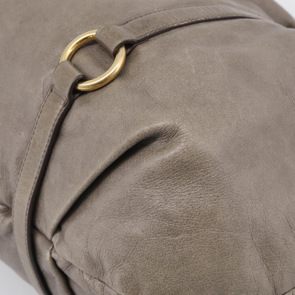 Miu Miu Hand Bag Vitellolux Gray Gold Auth 210067A