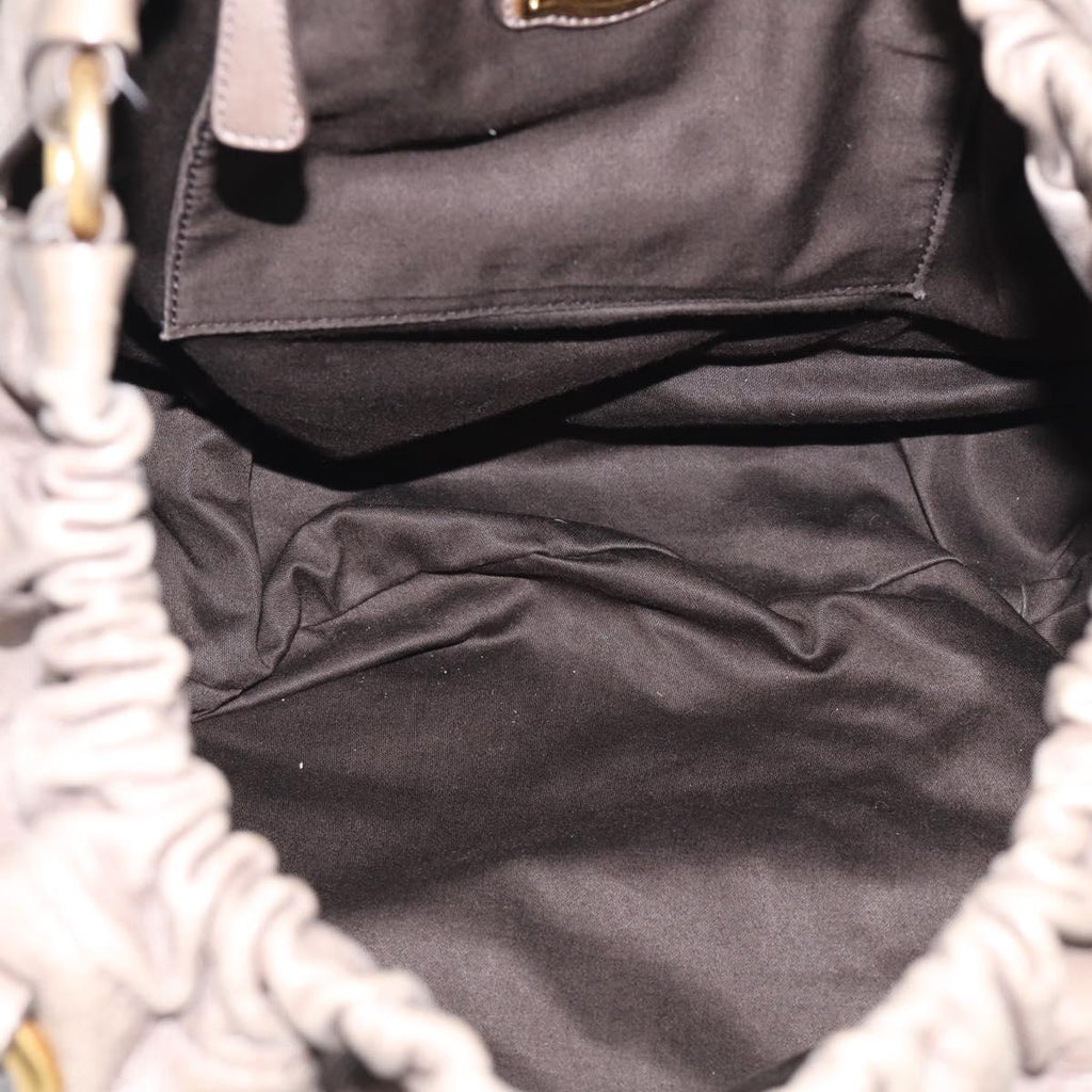 Miu Miu Hand Bag Vitellolux Gray Gold Auth 210067A