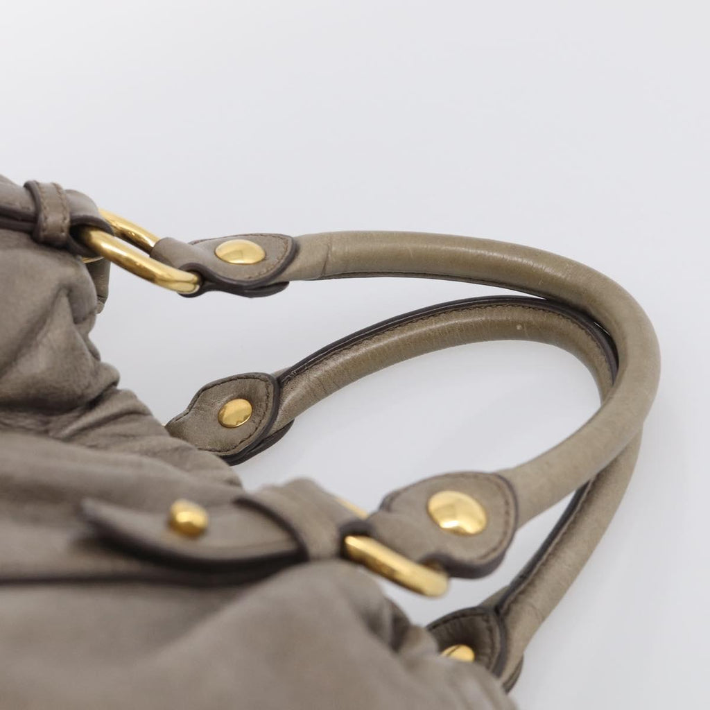 Miu Miu Hand Bag Vitellolux Gray Gold Auth 210067A
