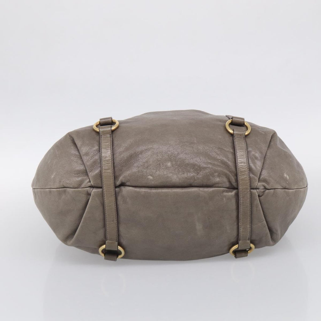 Miu Miu Hand Bag Vitellolux Gray Gold Auth 210067A