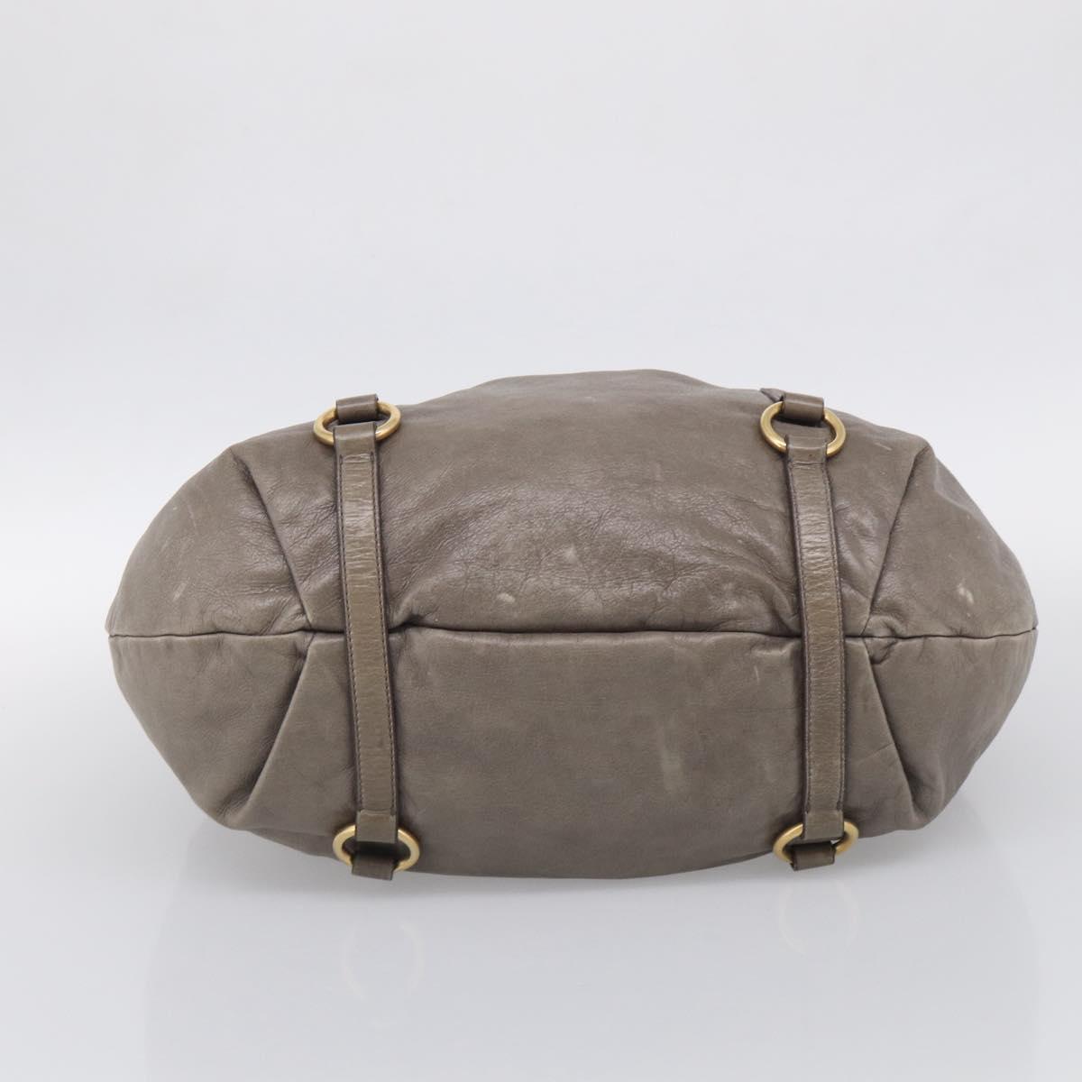 Miu Miu Hand Bag Vitellolux Gray Gold Auth 210067A