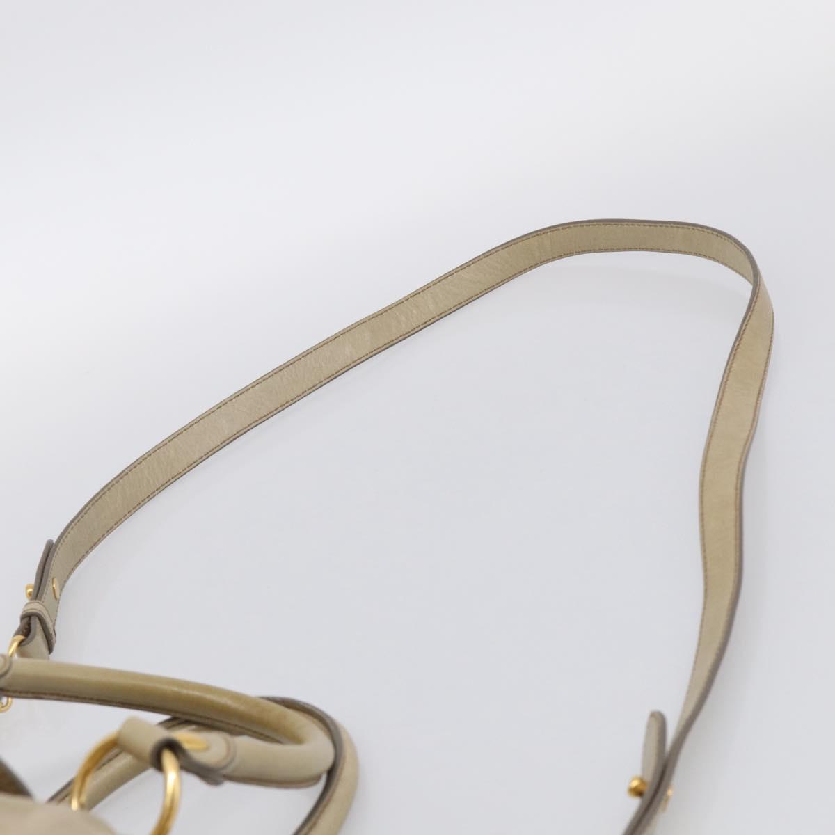 Miu Miu Hand Bag Vitellolux 2way Beige Gold Auth 210070V