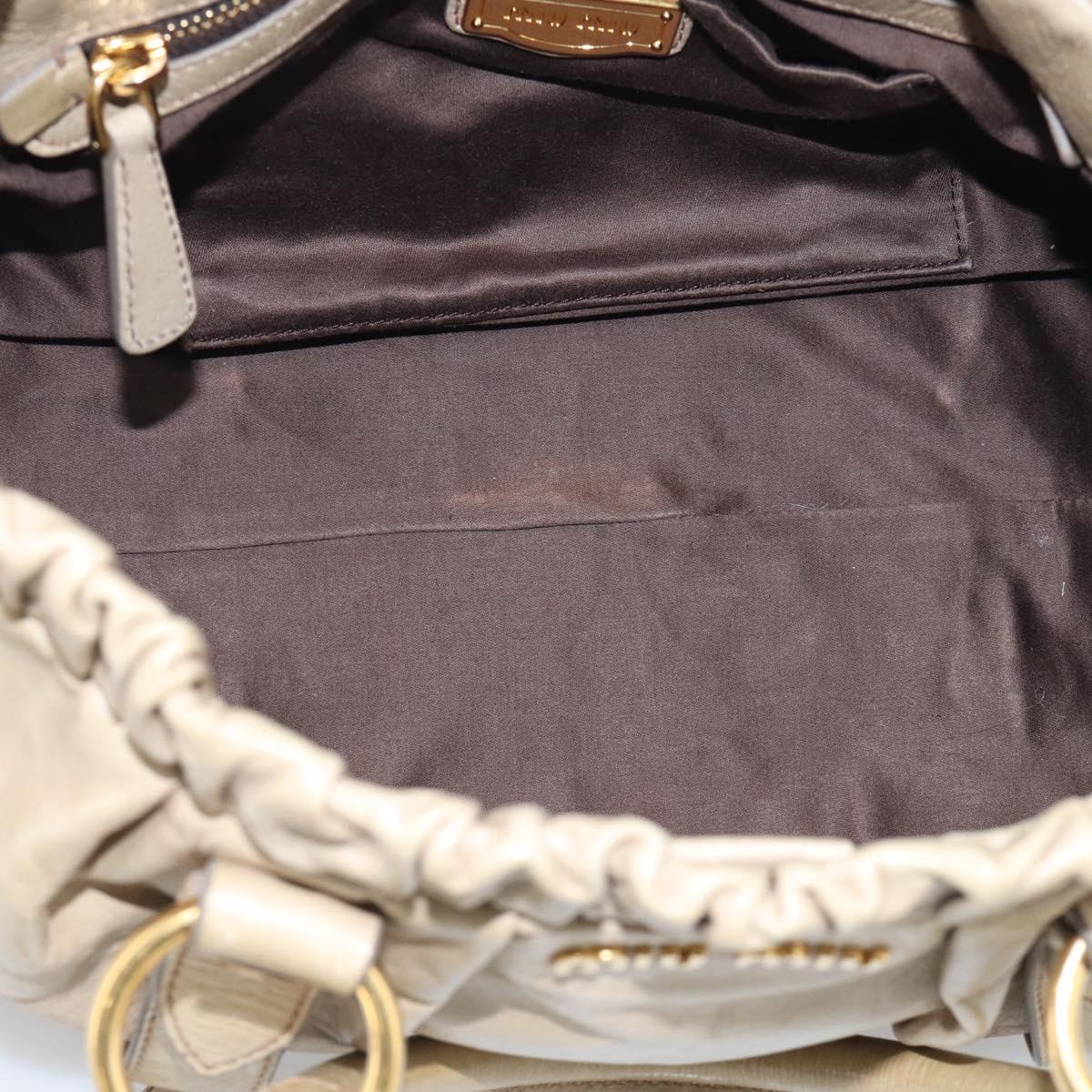 Miu Miu Hand Bag Vitellolux 2way Beige Gold Auth 210070V