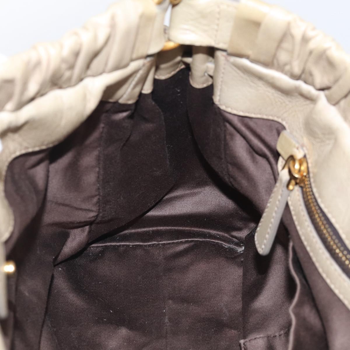 Miu Miu Hand Bag Vitellolux 2way Beige Gold Auth 210070V