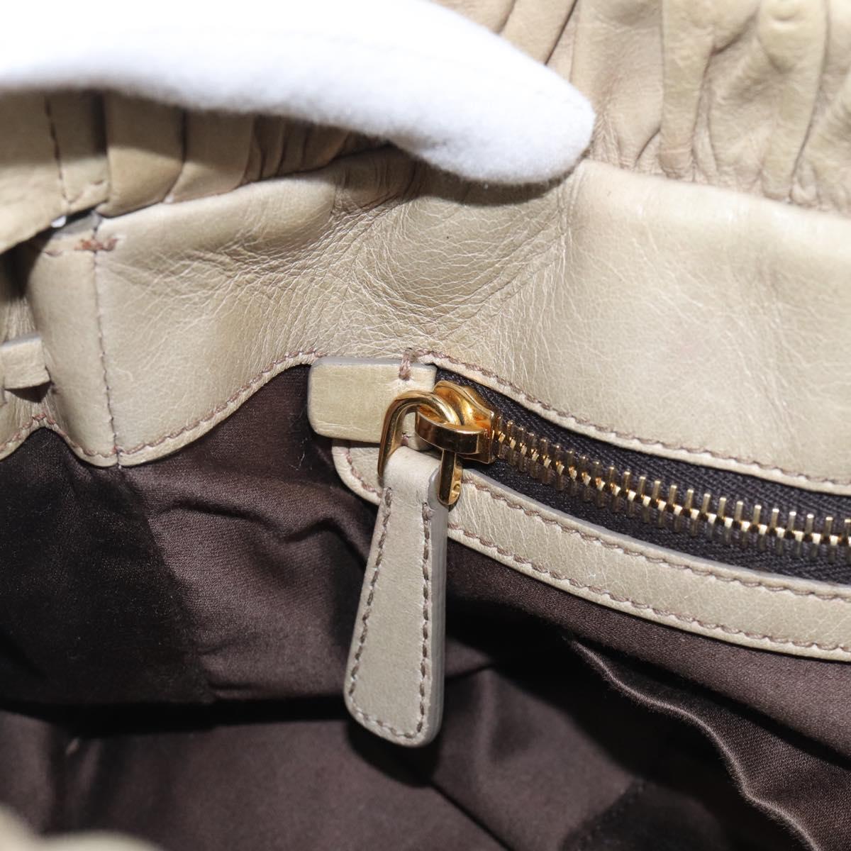 Miu Miu Hand Bag Vitellolux 2way Beige Gold Auth 210070V
