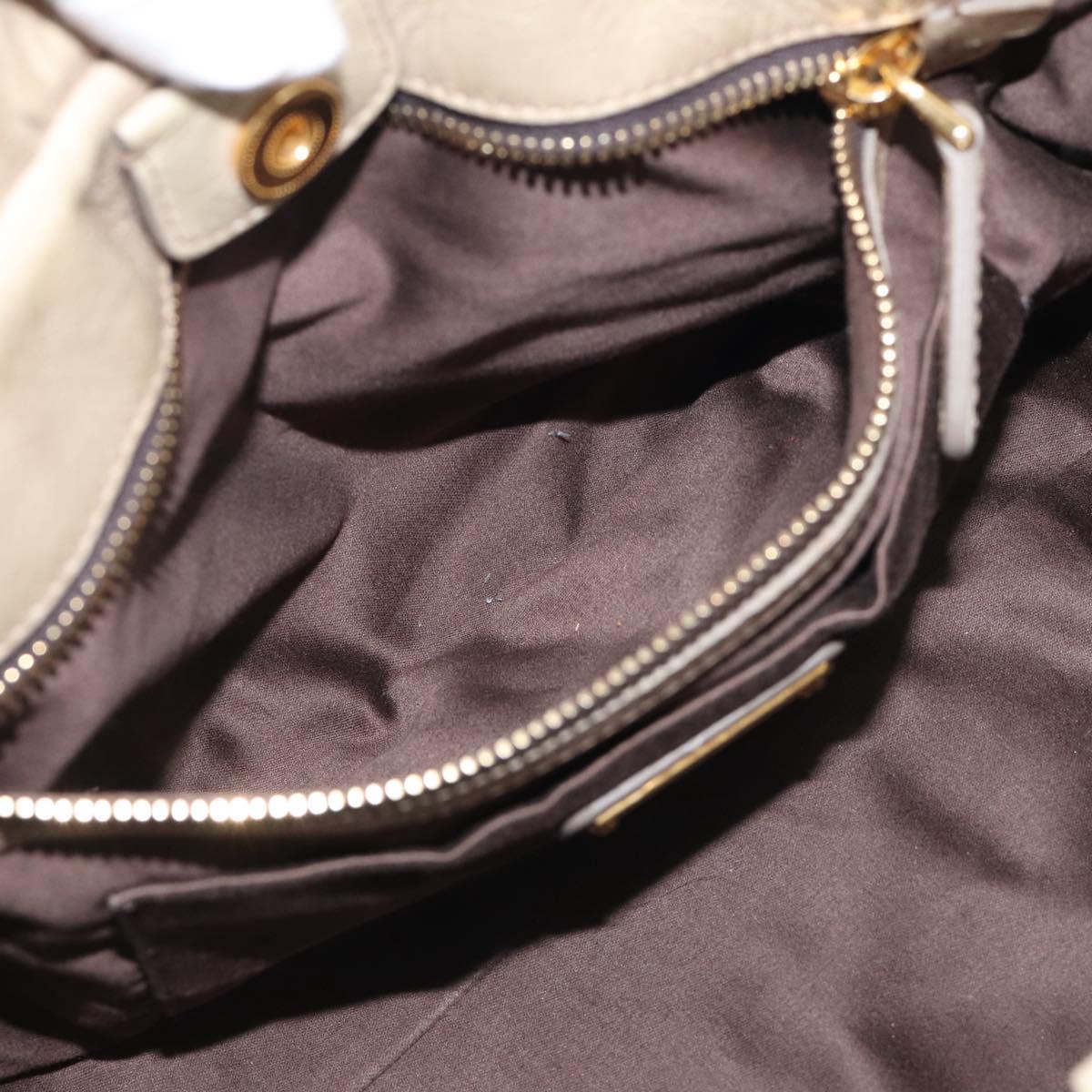 Miu Miu Hand Bag Vitellolux 2way Beige Gold Auth 210070V