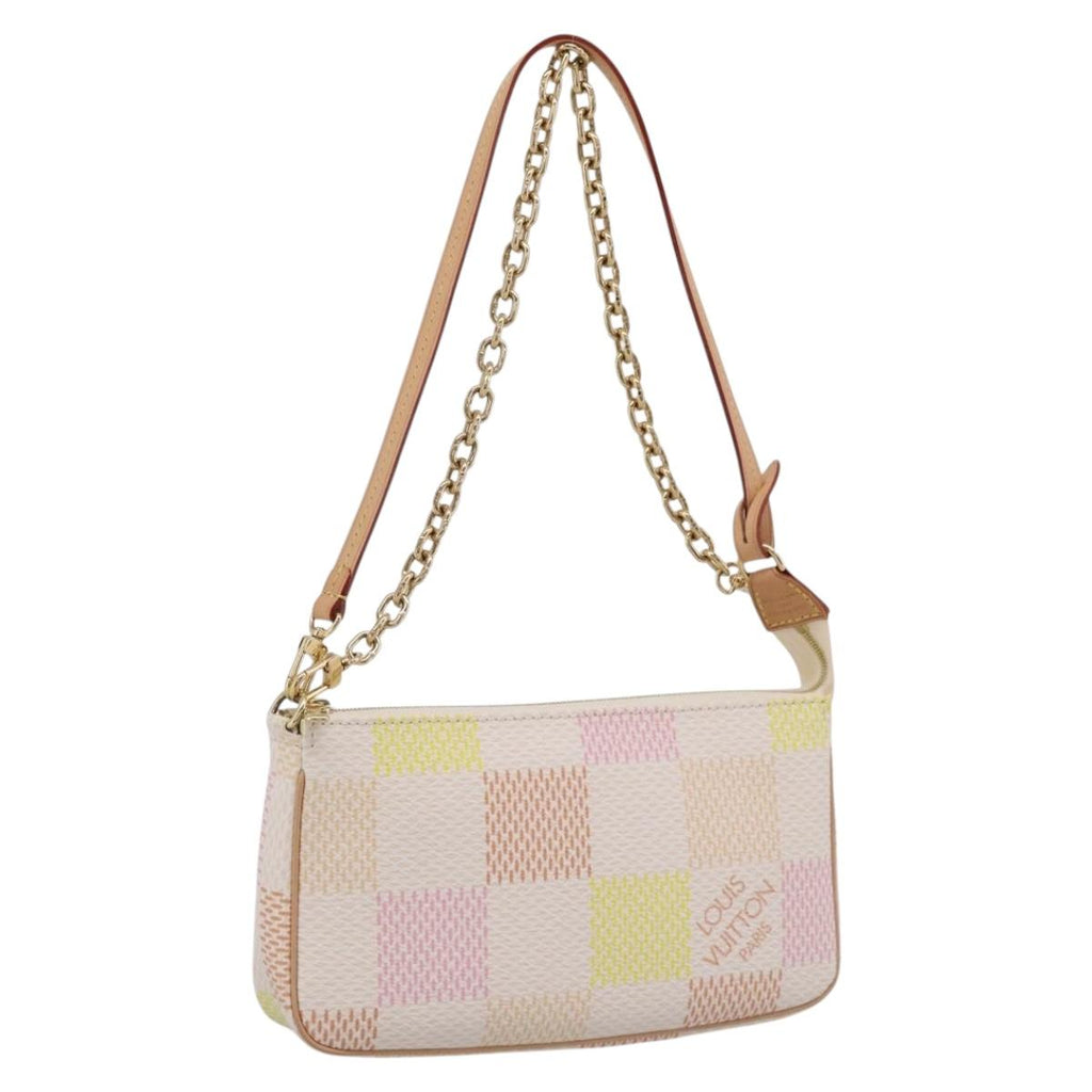 LOUIS VUITTON Damier Licious Pochette Pouch Peach N40642 LV Auth 210081SM