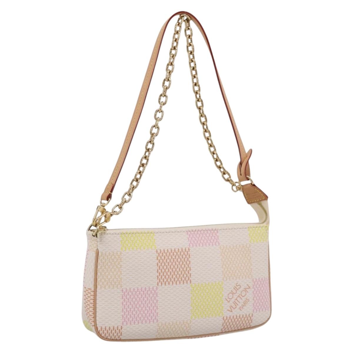 LOUIS VUITTON Damier Licious Pochette Pouch Peach N40642 LV Auth 210081SM