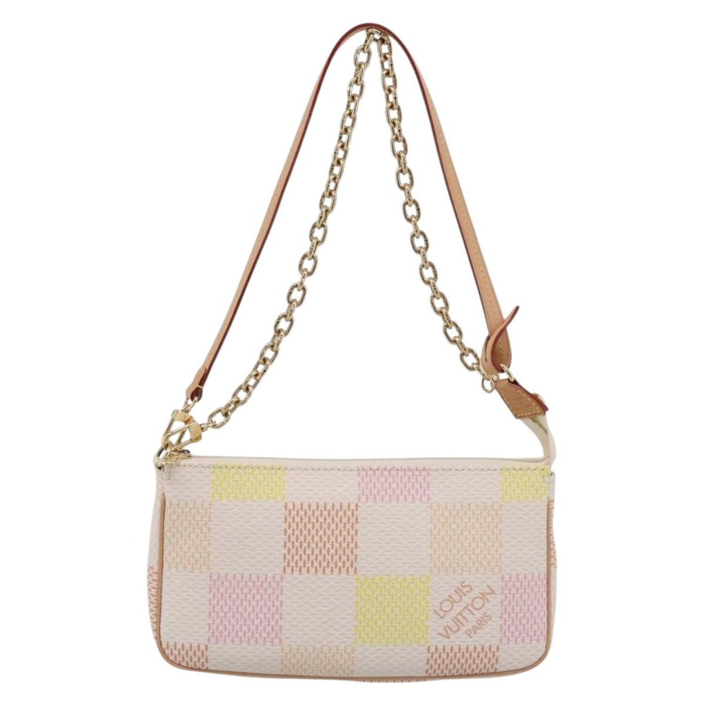 LOUIS VUITTON Damier Licious Pochette Pouch Peach N40642 LV Auth 210081SM