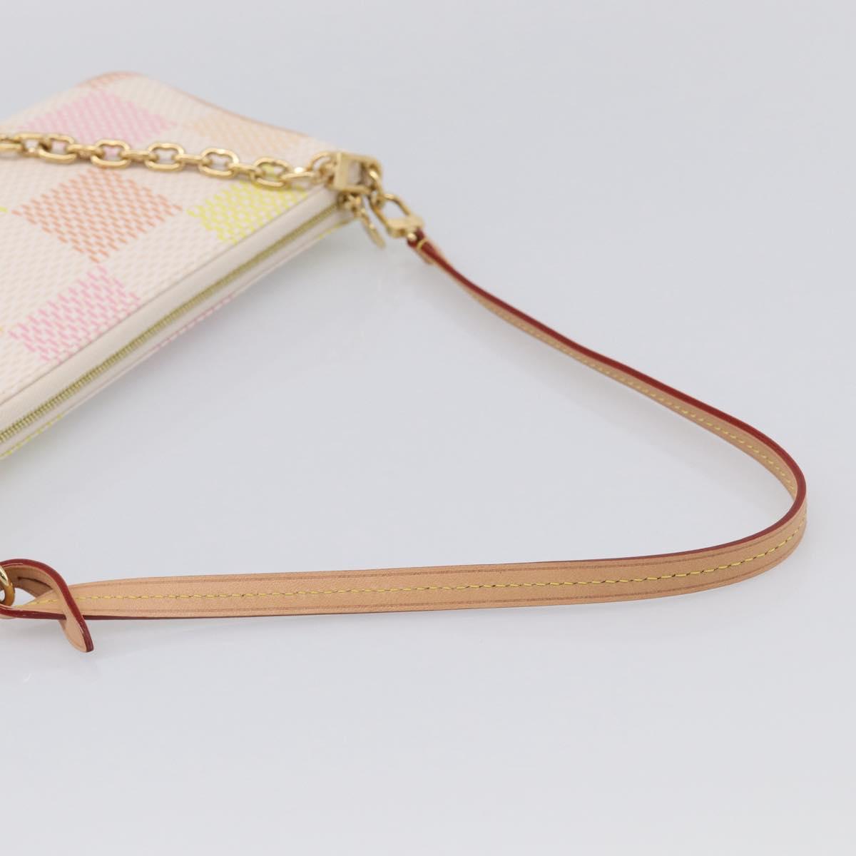 LOUIS VUITTON Damier Licious Pochette Pouch Peach N40642 LV Auth 210081SM