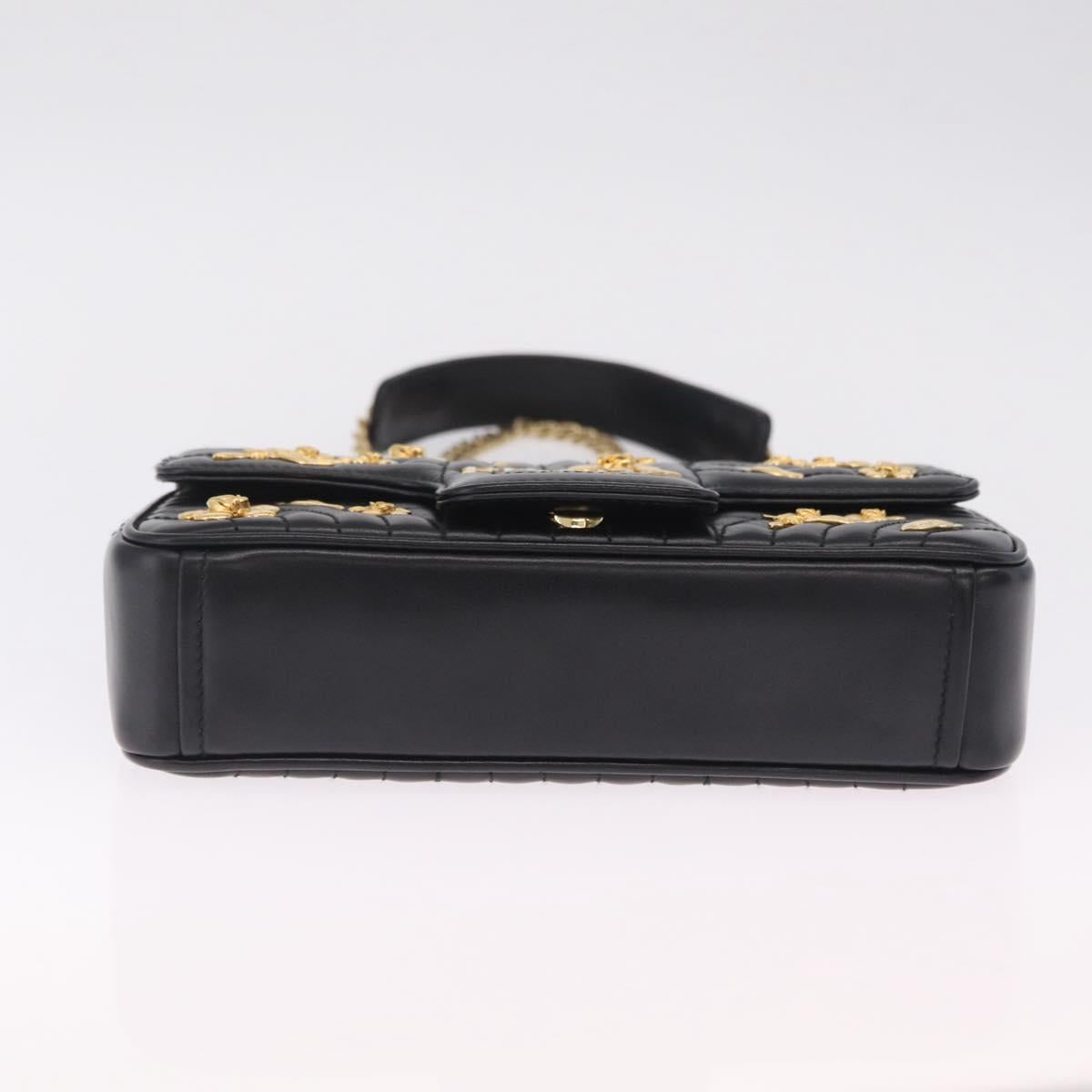 PRADA Chain Shoulder Bag Leather Black Gold Auth 210161SM