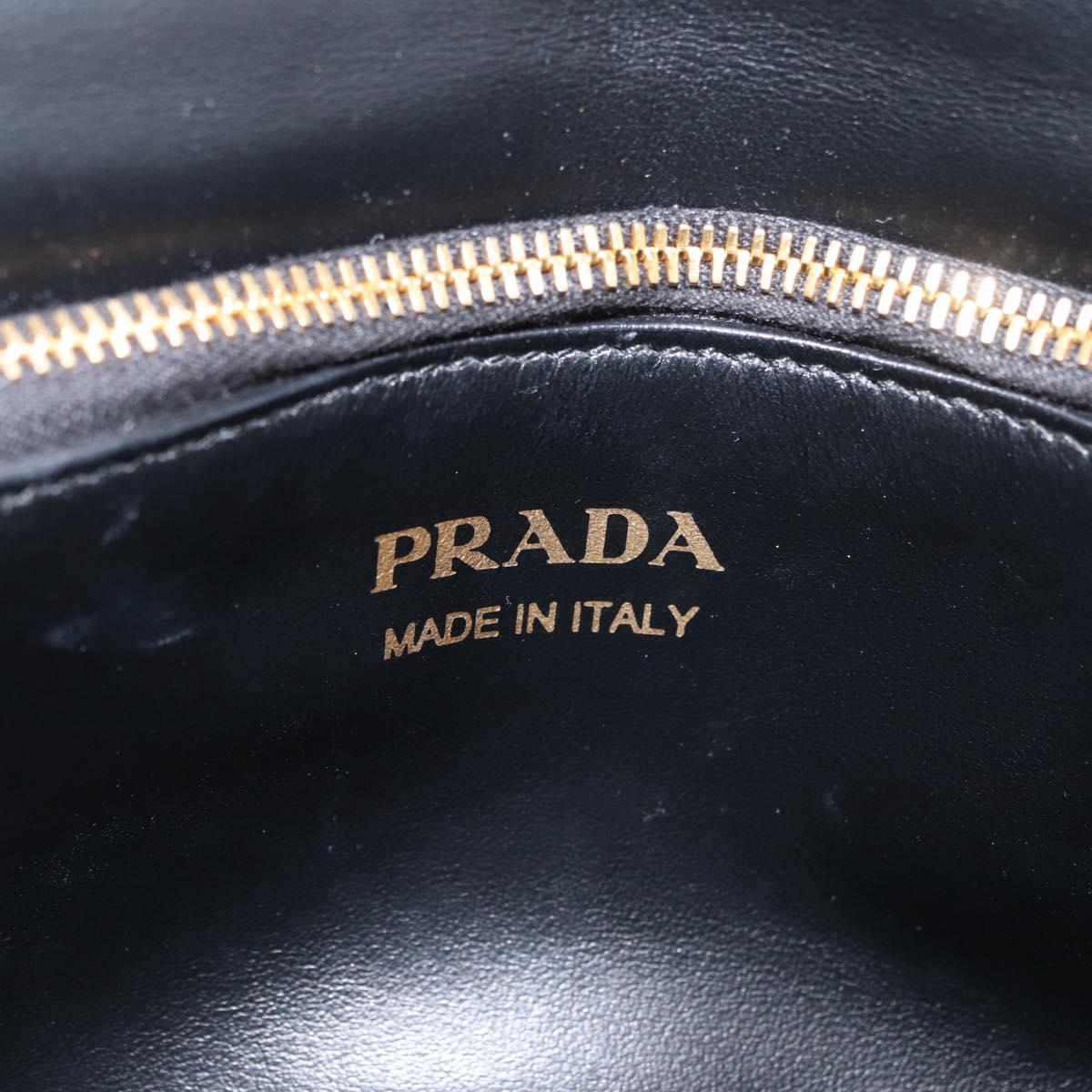 PRADA Chain Shoulder Bag Leather Black Gold Auth 210161SM