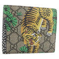 GUCCI GG Supreme Bengal Compact Wallet PVC Beige Auth 210186V