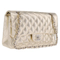 CHANEL Matelasse25 Chain Shoulder Bag Lamb Skin Mocha Gold CC Auth 210187SM
