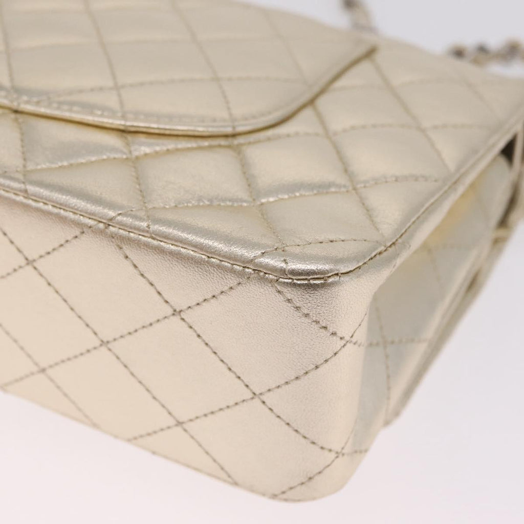 CHANEL Matelasse25 Chain Shoulder Bag Lamb Skin Mocha Gold CC Auth 210187SM