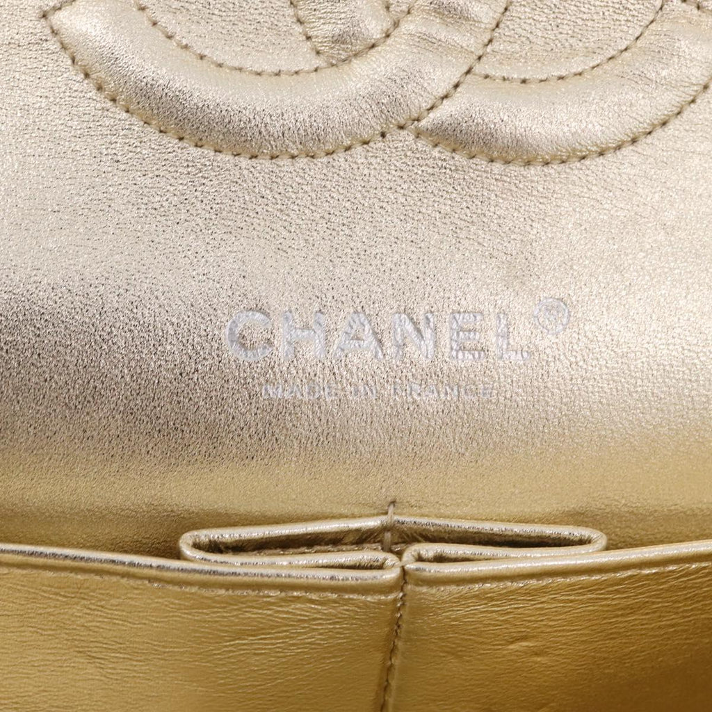 CHANEL Matelasse25 Chain Shoulder Bag Lamb Skin Mocha Gold CC Auth 210187SM