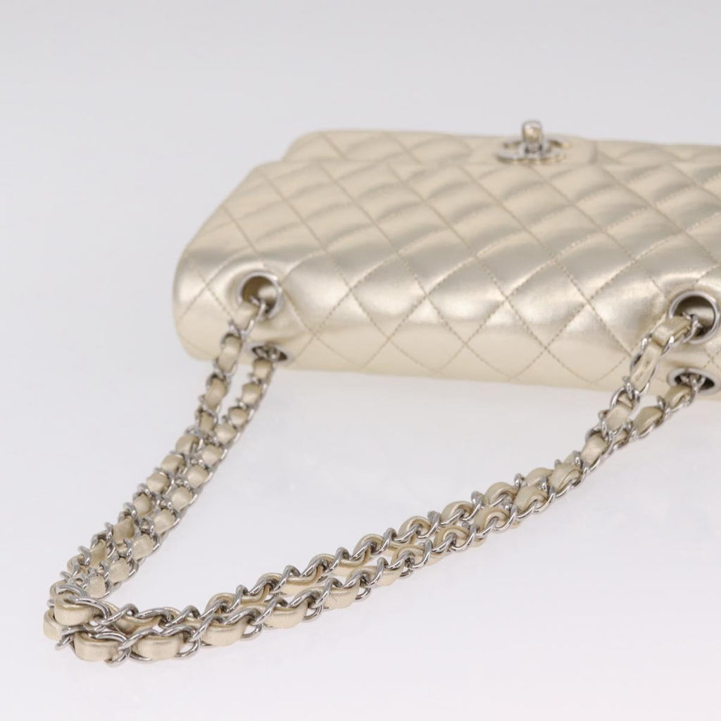 CHANEL Matelasse25 Chain Shoulder Bag Lamb Skin Mocha Gold CC Auth 210187SM