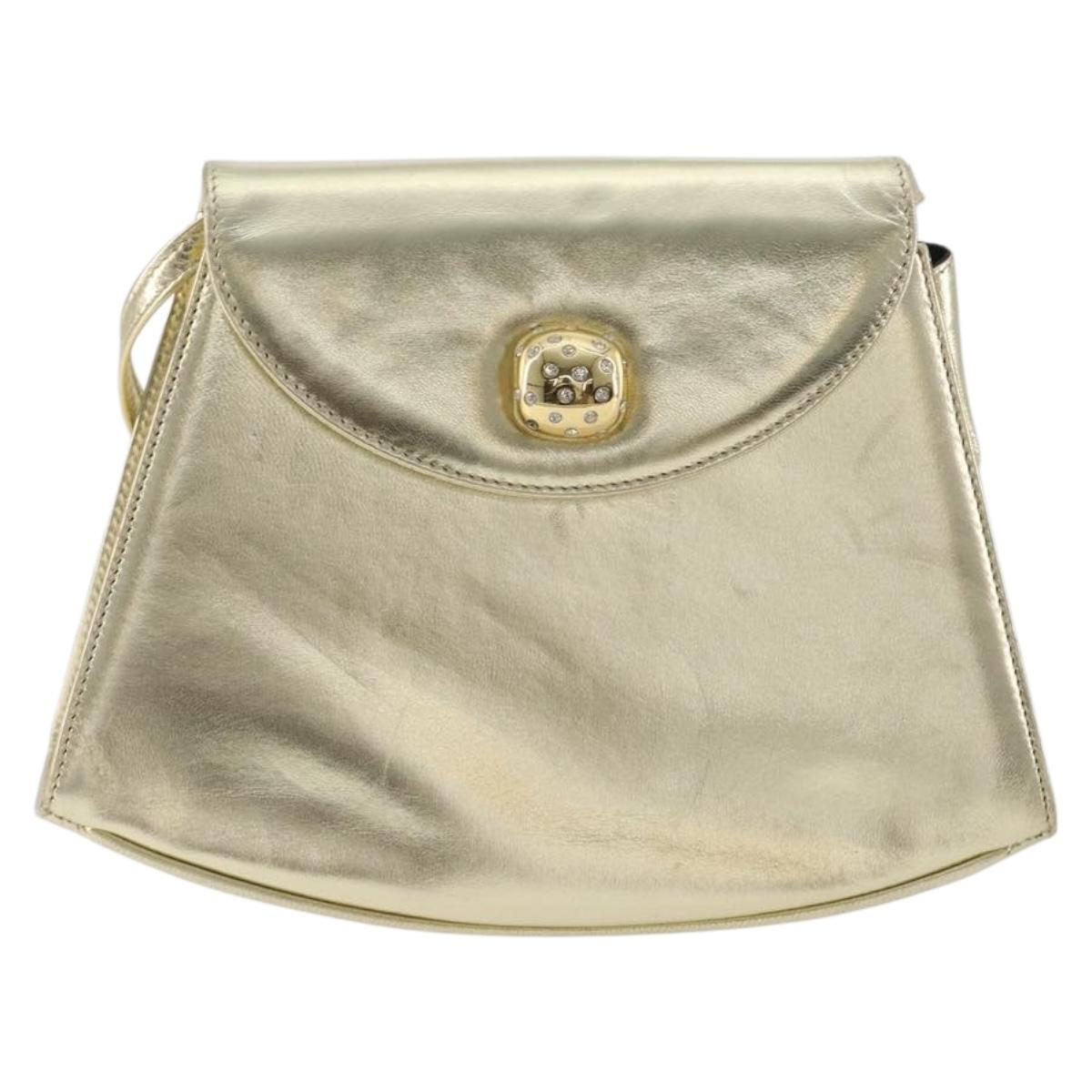 Salvatore Ferragamo Shoulder Bag Leather Gold Auth 210225