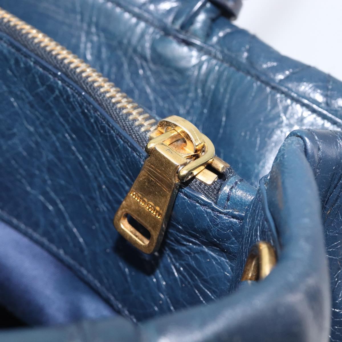 Miu Miu Hand Bag Vitellolux 2way Navy Gold Auth 210235A