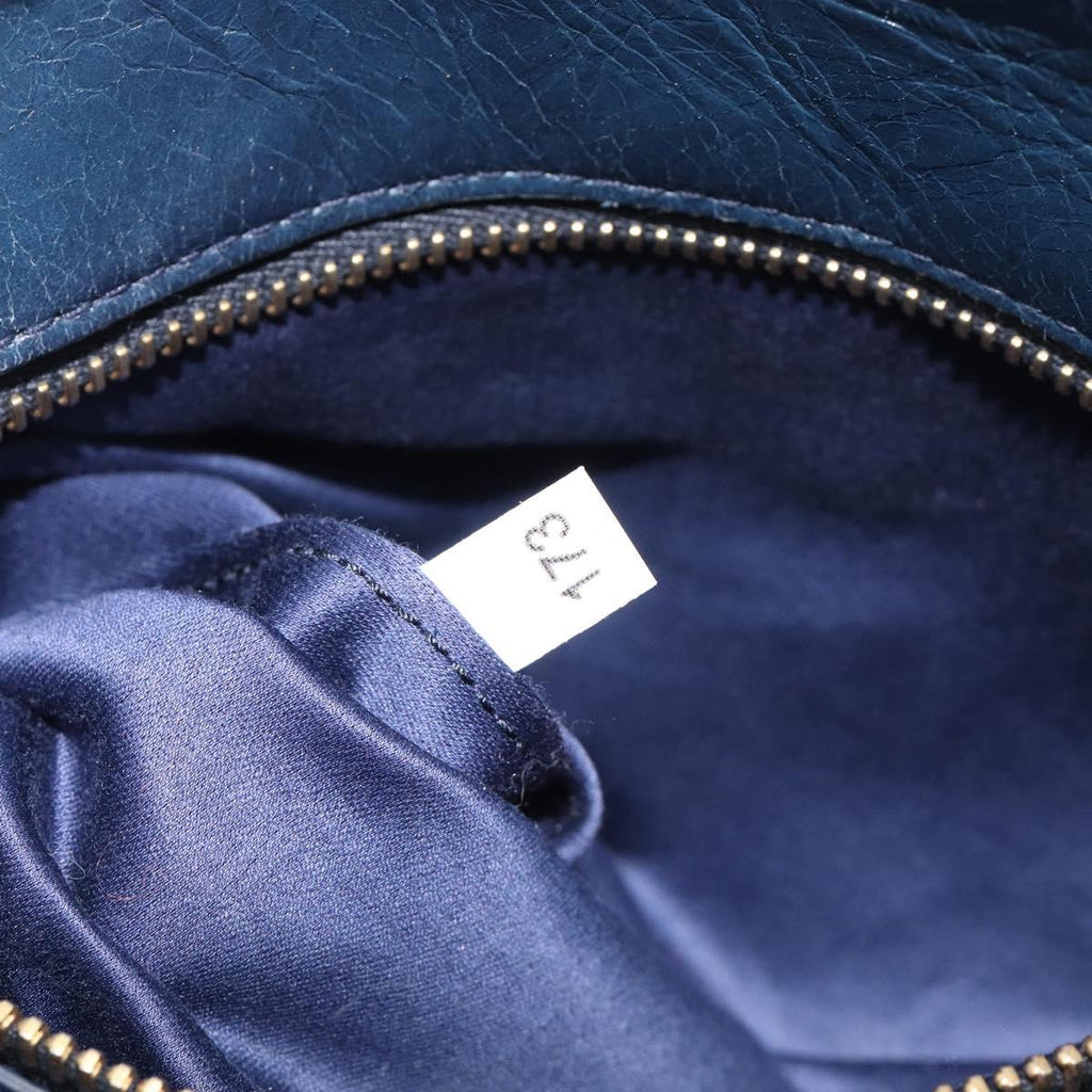 Miu Miu Hand Bag Vitellolux 2way Navy Gold Auth 210235A