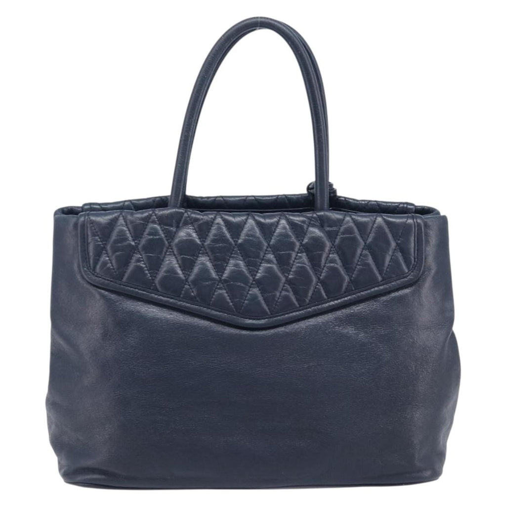 Miu Miu Hand Bag Vitellolux 2way Navy Gold Auth 210235A