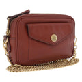 Miu Miu Chain Shoulder Bag Leather Brown Gold Auth 210262A