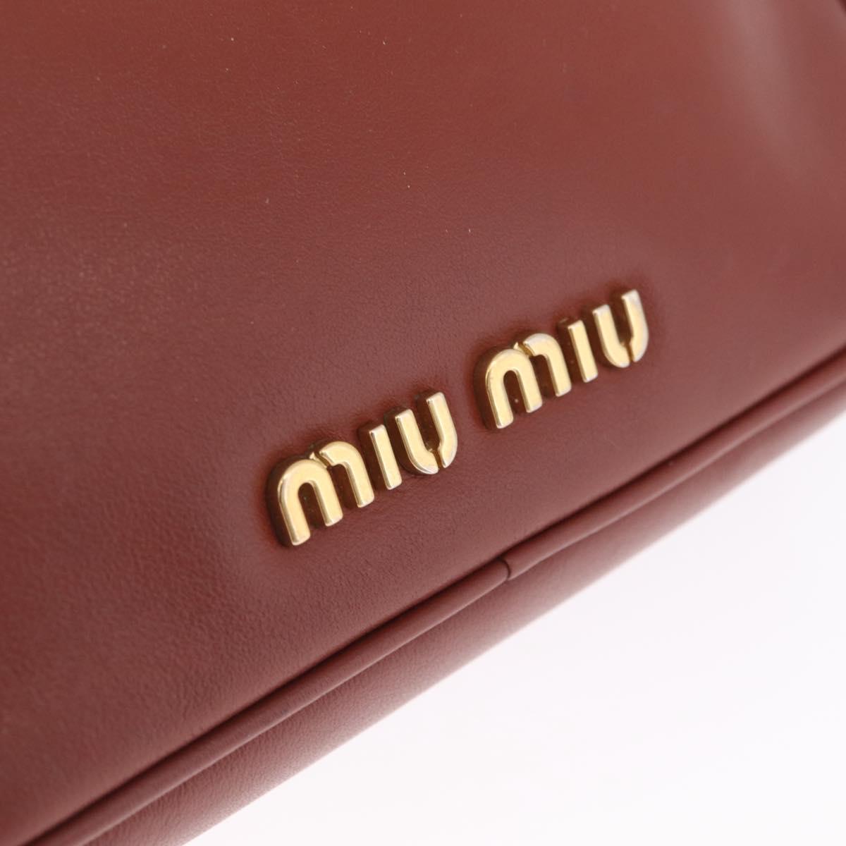 Miu Miu Chain Shoulder Bag Leather Brown Gold Auth 210262A
