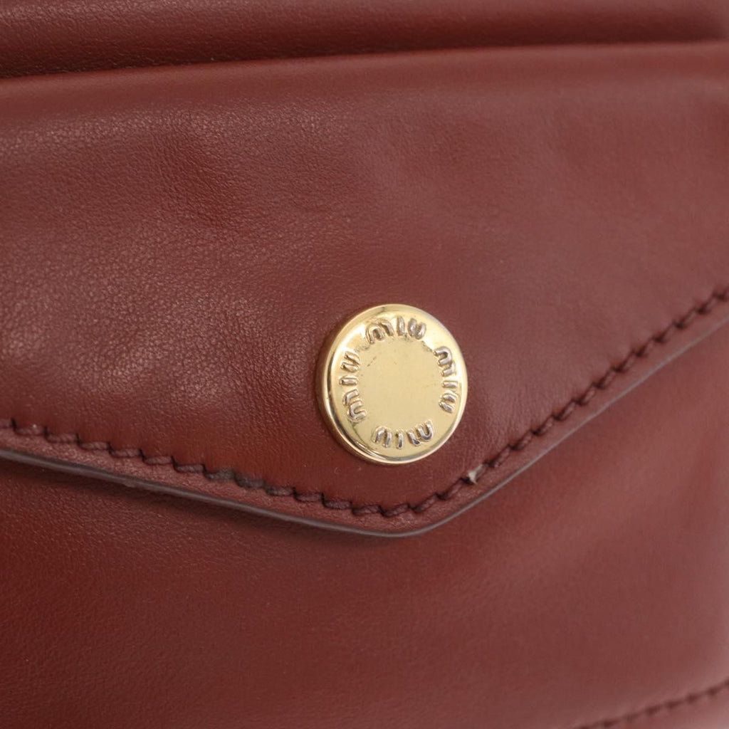 Miu Miu Chain Shoulder Bag Leather Brown Gold Auth 210262A