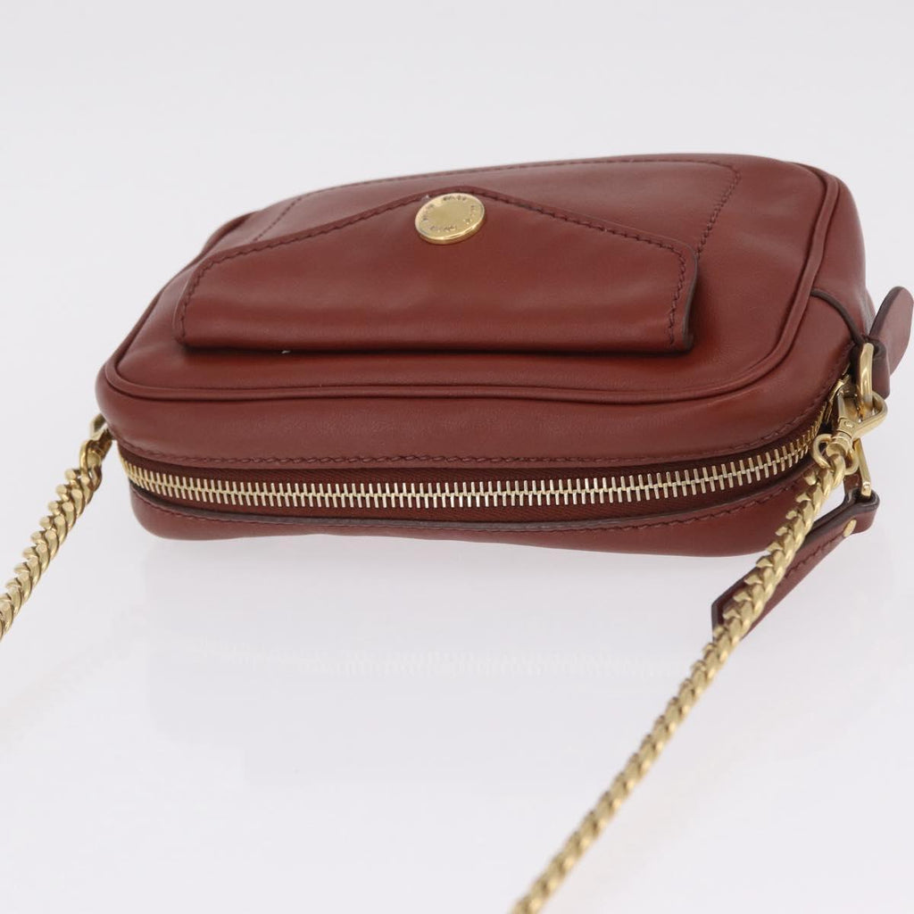 Miu Miu Chain Shoulder Bag Leather Brown Gold Auth 210262A