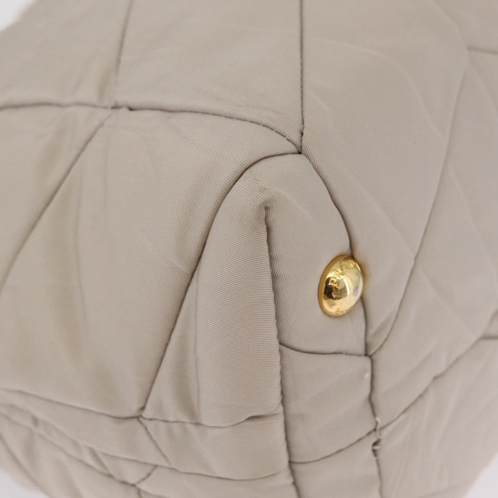 PRADA Chain Tote Bag Nylon Ivory Gold Auth 210277V
