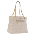 PRADA Chain Tote Bag Nylon Ivory Gold Auth 210277V