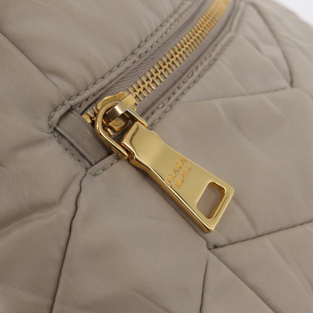 PRADA Chain Tote Bag Nylon Ivory Gold Auth 210277V
