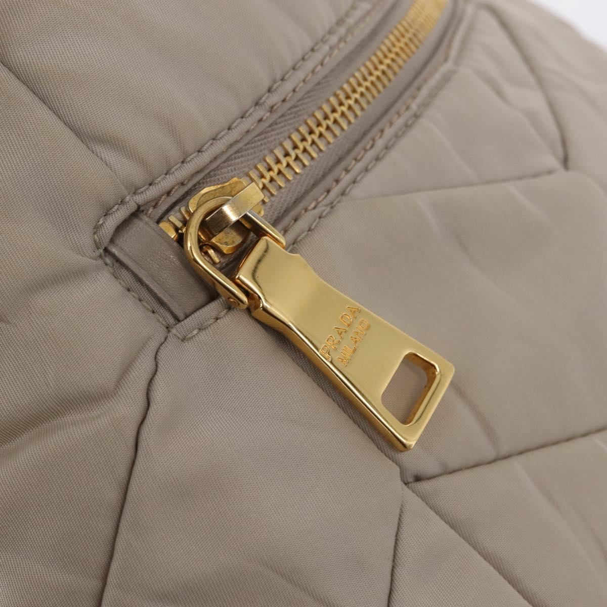 PRADA Chain Tote Bag Nylon Ivory Gold Auth 210277V