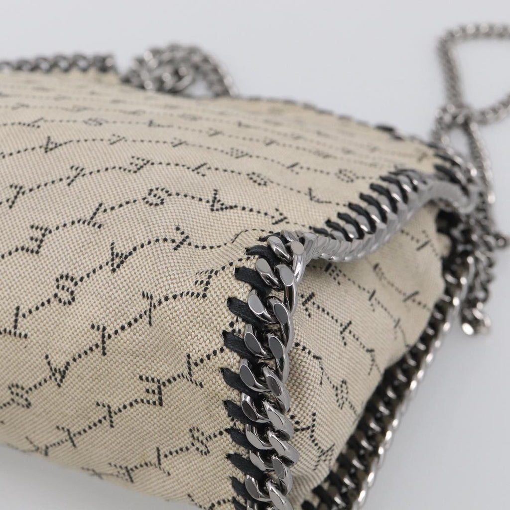 Stella McCartney Chain Falabella Bag Canvas Beige Silver 371223 Auth 210289A
