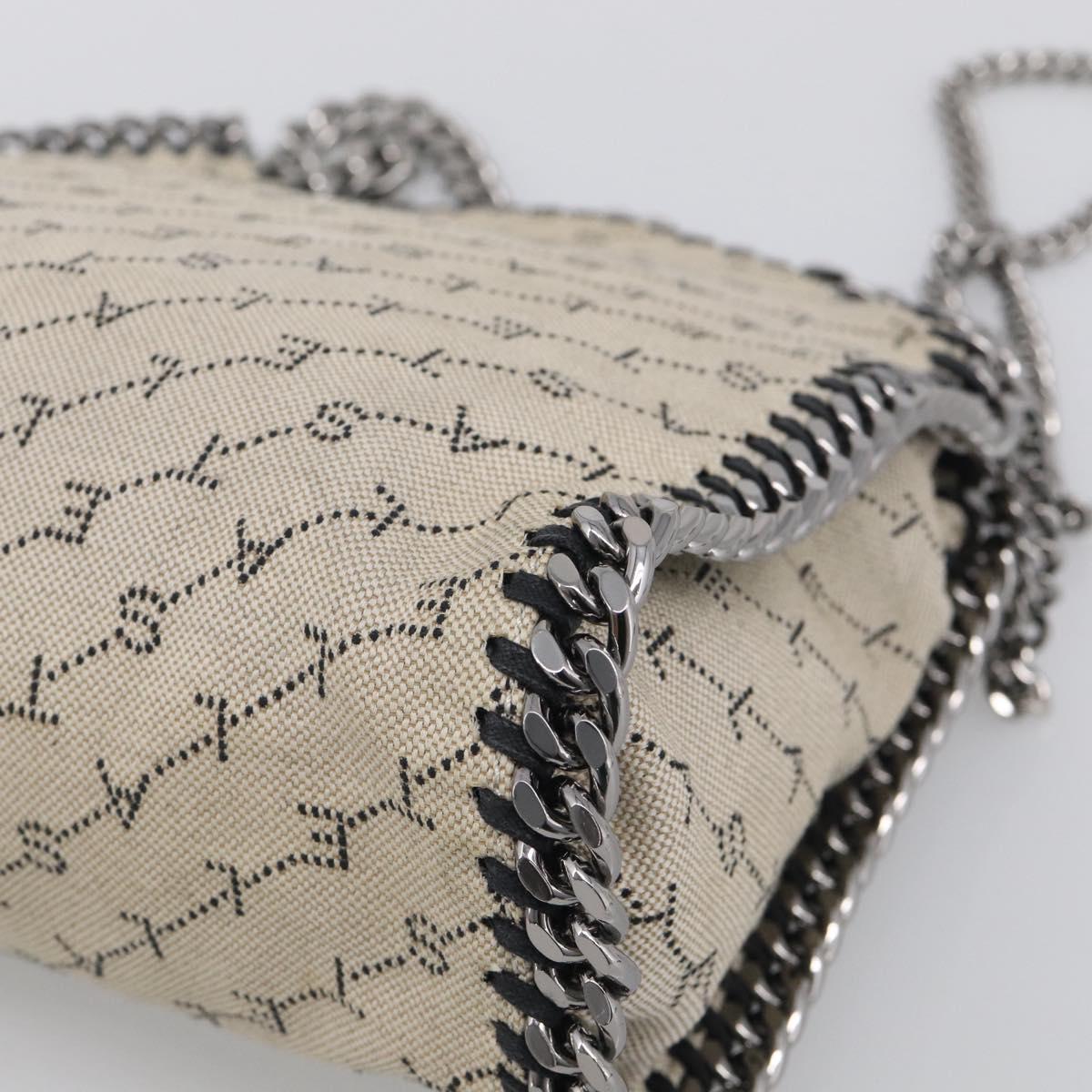 Stella McCartney Chain Falabella Bag Canvas Beige Silver 371223 Auth 210289A