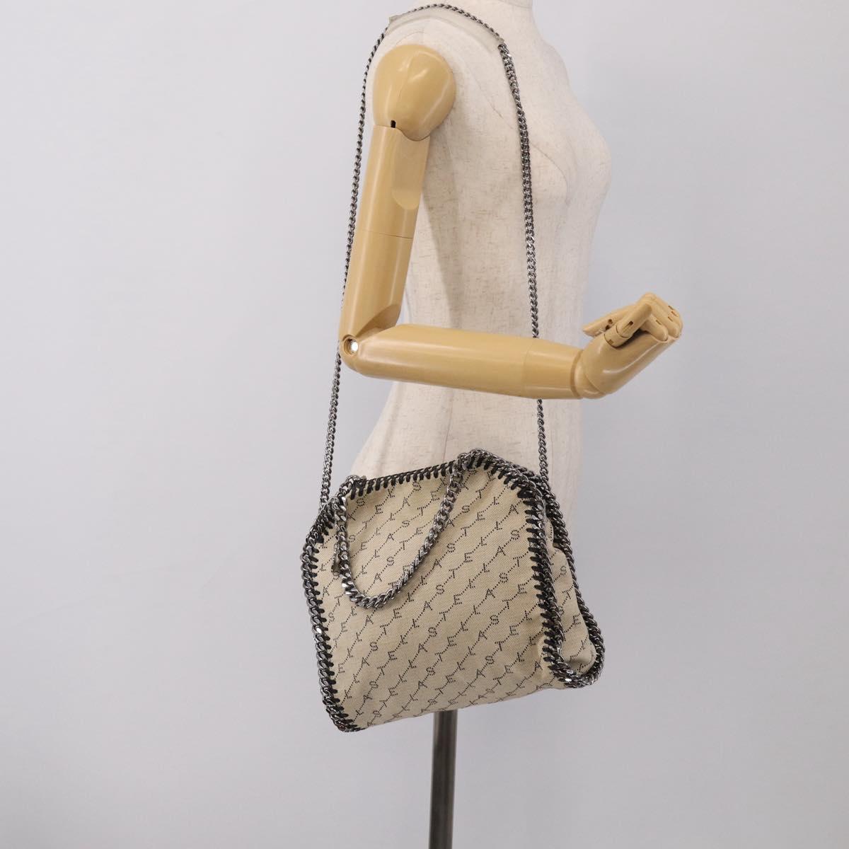 Stella McCartney Chain Falabella Bag Canvas Beige Silver 371223 Auth 210289A