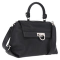 Salvatore Ferragamo Sofia Gancini Bag Leather 2way Black Silver Auth 210322V