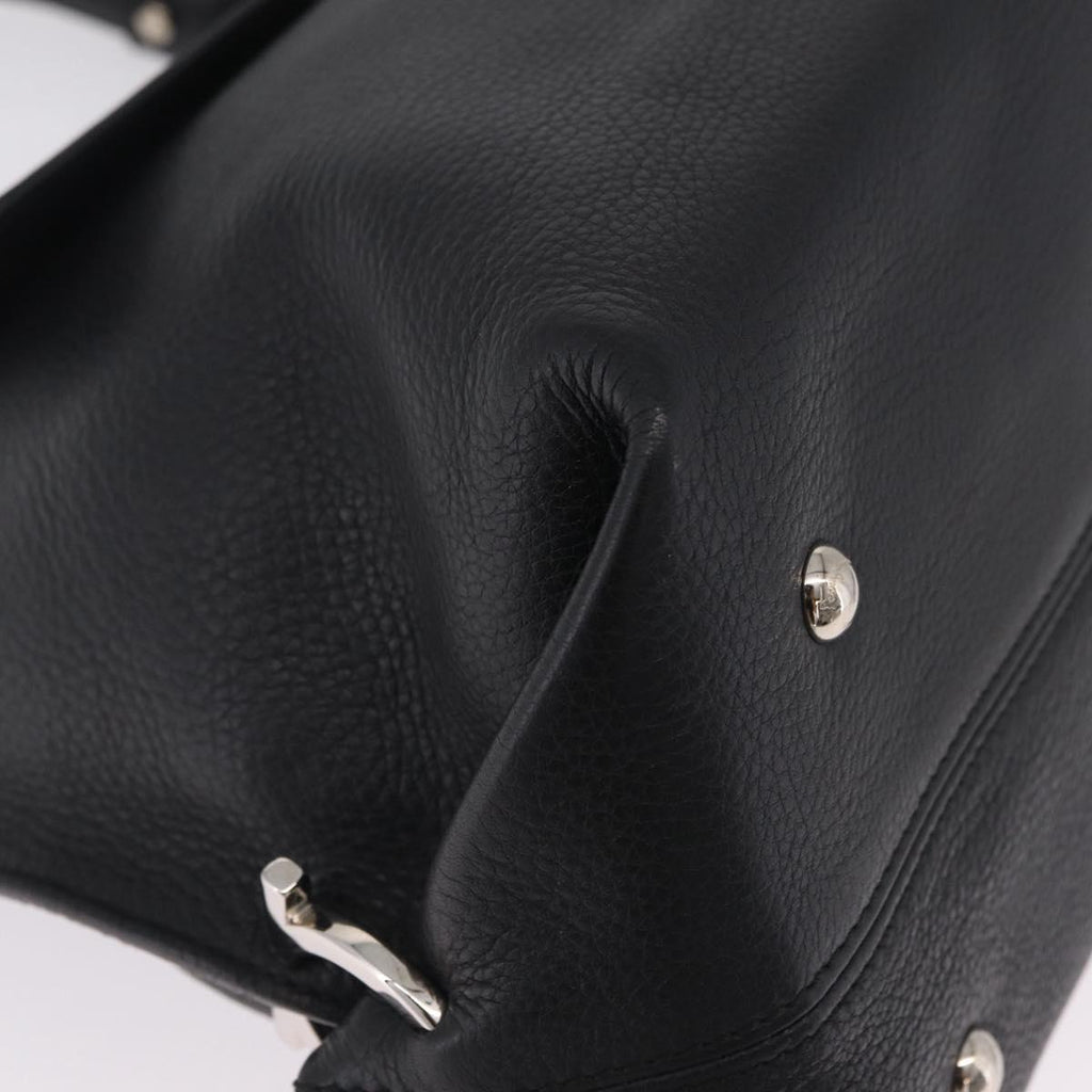 Salvatore Ferragamo Sofia Gancini Bag Leather 2way Black Silver Auth 210322V