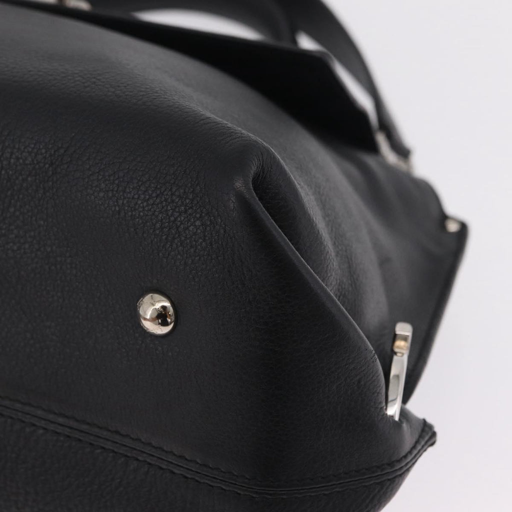 Salvatore Ferragamo Sofia Gancini Bag Leather 2way Black Silver Auth 210322V