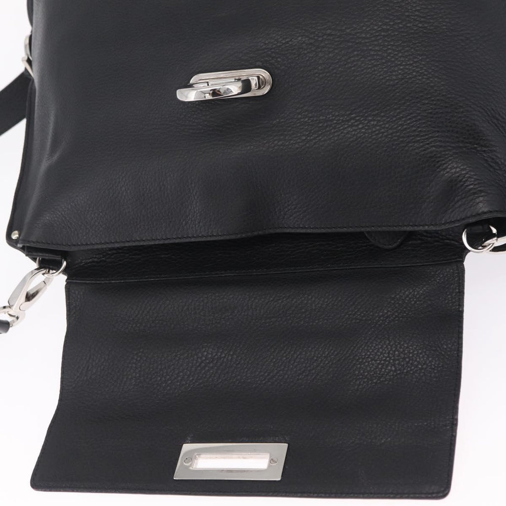 Salvatore Ferragamo Sofia Gancini Bag Leather 2way Black Silver Auth 210322V