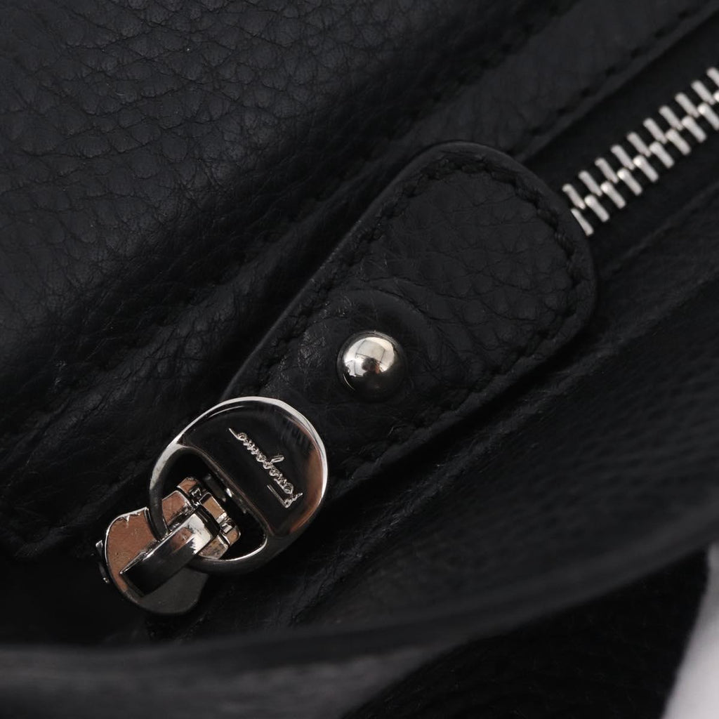 Salvatore Ferragamo Sofia Gancini Bag Leather 2way Black Silver Auth 210322V