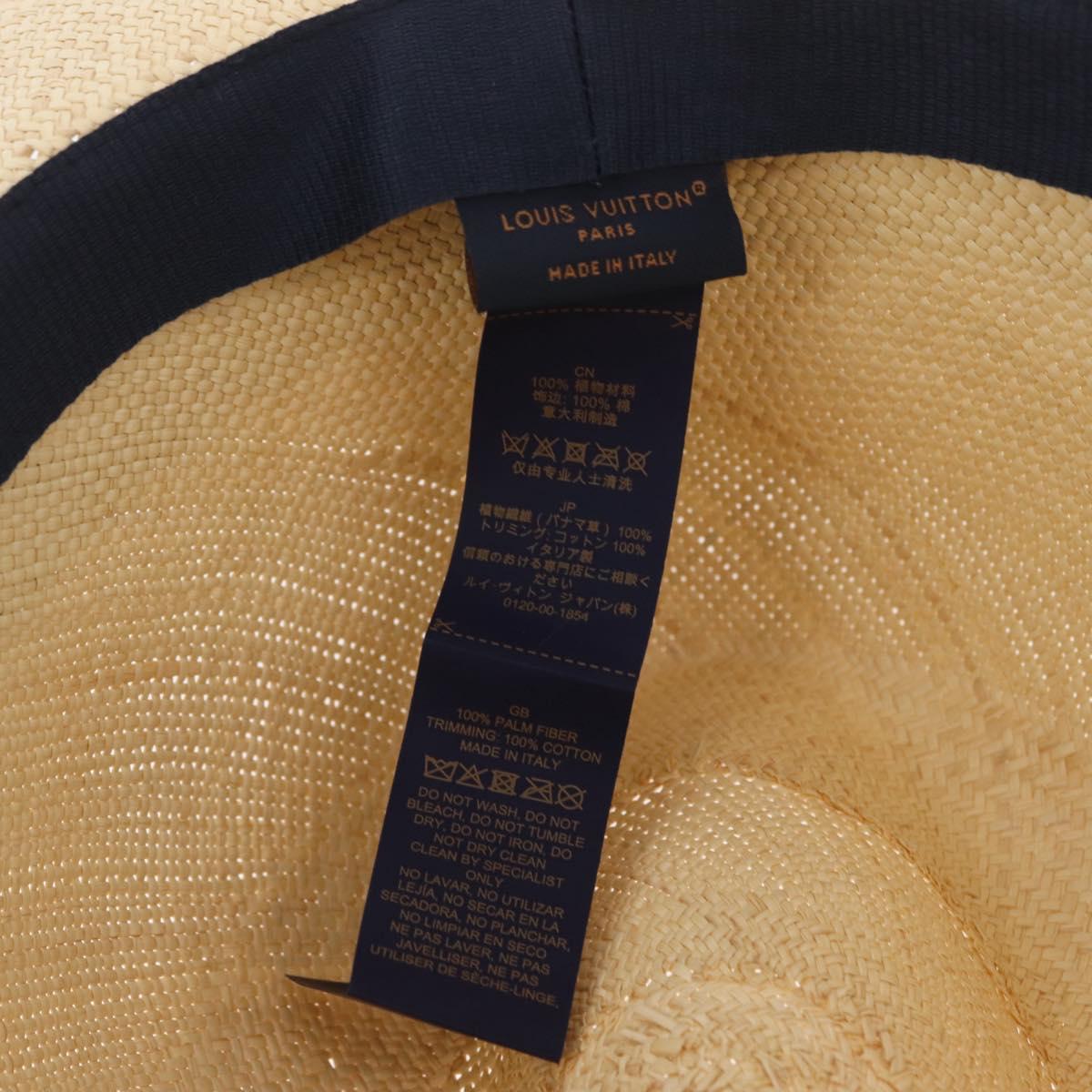 LOUIS VUITTON Chapeau Paille Graphical Cut Hat Straw 24.4"" Beige Auth 210427M