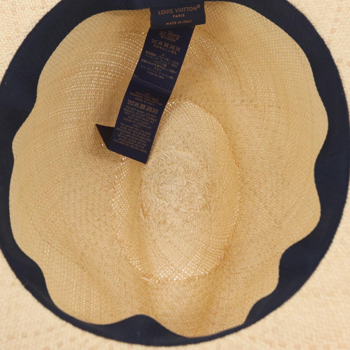 LOUIS VUITTON Chapeau Paille Graphical Cut Hat Straw 24.4"" Beige Auth 210427M