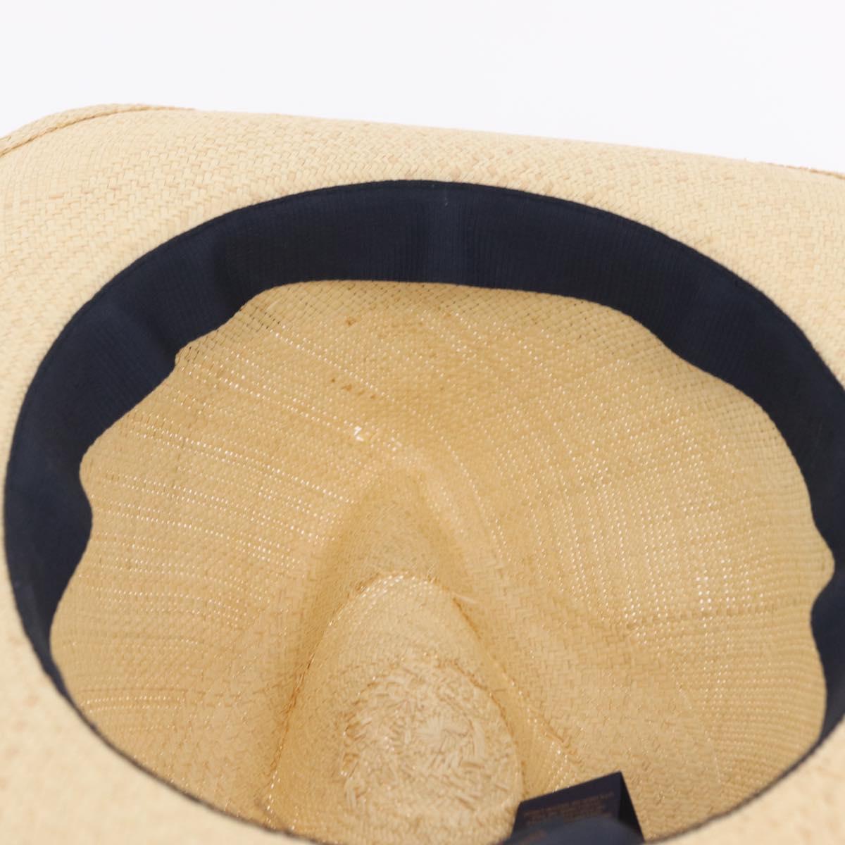 LOUIS VUITTON Chapeau Paille Graphical Cut Hat Straw 24.4"" Beige Auth 210427M