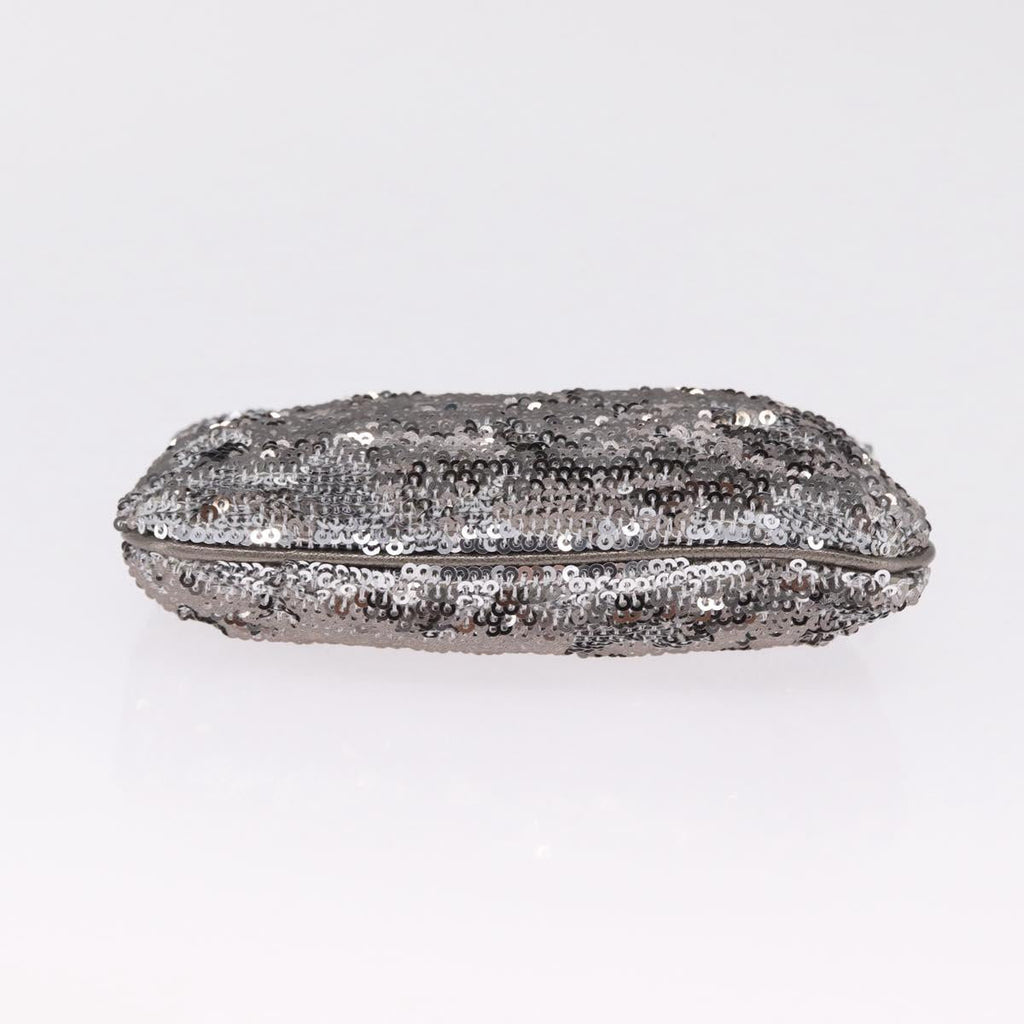 Salvatore Ferragamo Mini Pouch Sequin Silver Auth 210533A