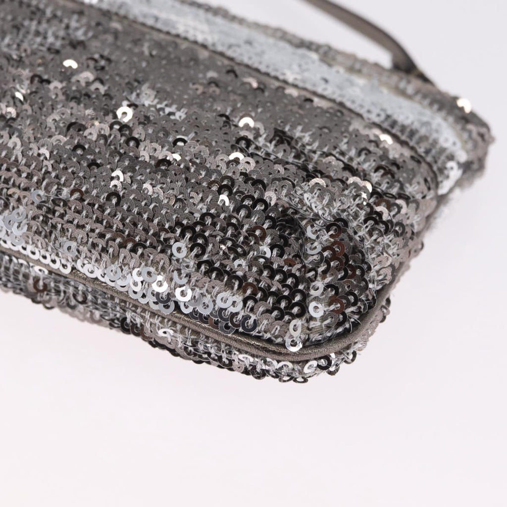 Salvatore Ferragamo Mini Pouch Sequin Silver Auth 210533A