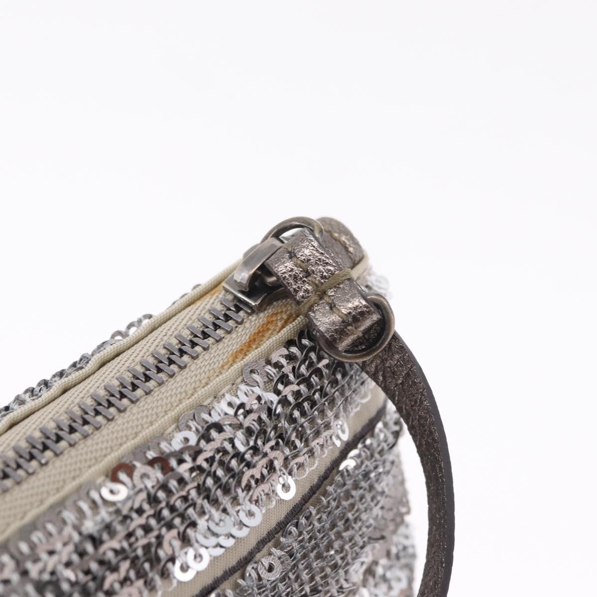 Salvatore Ferragamo Mini Pouch Sequin Silver Auth 210533A